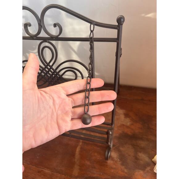 Vintage Style Metal Scroll Cookbook Holder with Page Weights - Picture 1 of 8